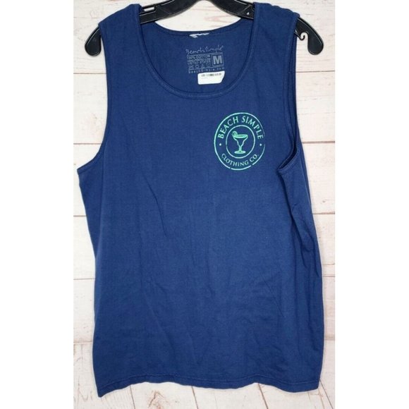 Beach Simple Clothing Co. Graphics Blue Cotton Tank Top - Picture 9 of 10